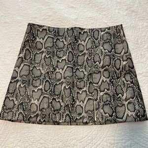 Olivaceous Black and Gray Snake Patterned Leather Mini Skirt